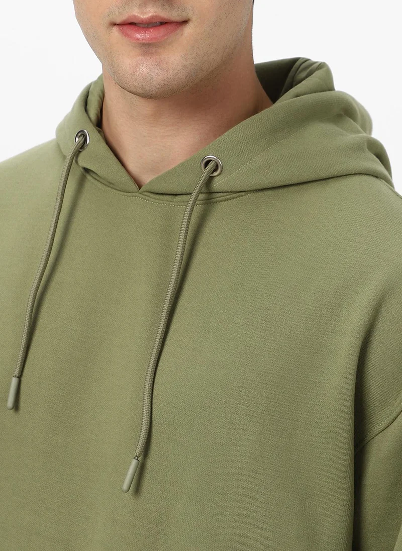 Urbano Fashion  Urbano Fashion Men's Potent Olive Cotton Solid Oversized Hooded Neck Sweatshirt for Men | Best Price UAE